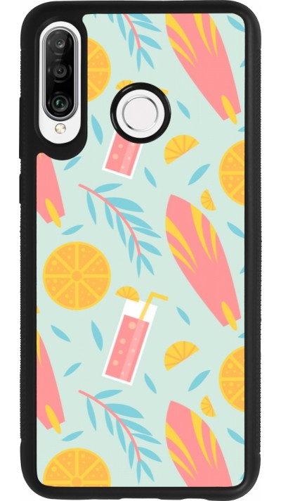 Coque Huawei P30 Lite - Silicone rigide noir Summer 2025 Pattern citron