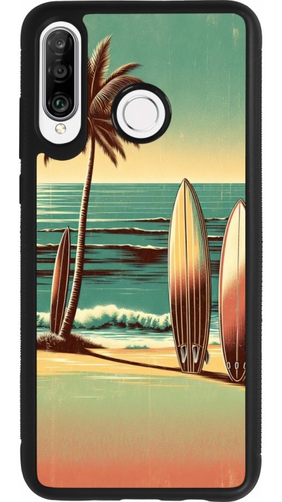 Coque Huawei P30 Lite - Silicone rigide noir Surf Paradise