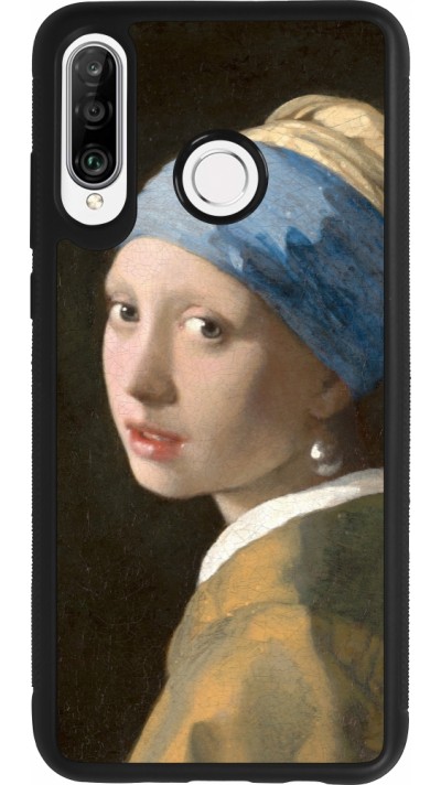 Coque Huawei P30 Lite - Silicone rigide noir Tableau art - La Jeune fille à la perle - Johannes Vermeer