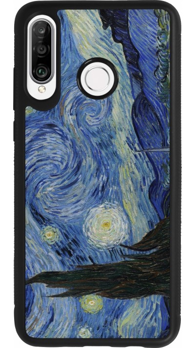 Coque Huawei P30 Lite - Silicone rigide noir Tableau art - La Nuit étoilée - Van Gogh