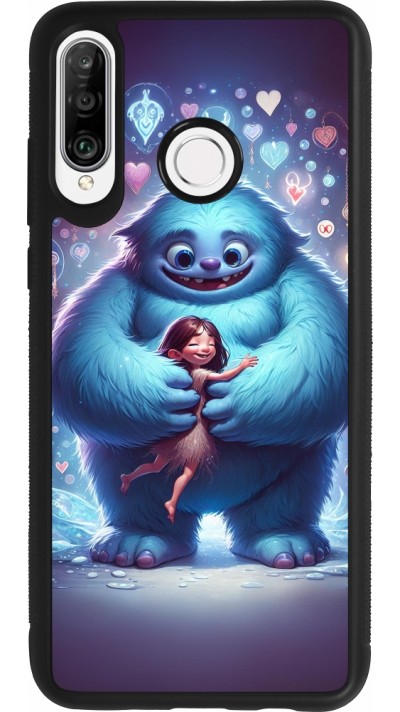 Coque Huawei P30 Lite - Silicone rigide noir Valentine 2024 Fluffy Love