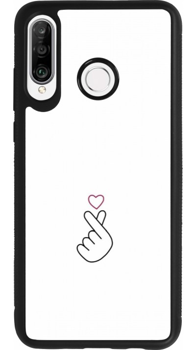 Huawei P30 Lite Case Hülle - Silikon schwarz Valentine 2024 heat by Millennials