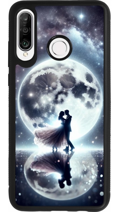Coque Huawei P30 Lite - Silicone rigide noir Valentine 2024 Love under the moon