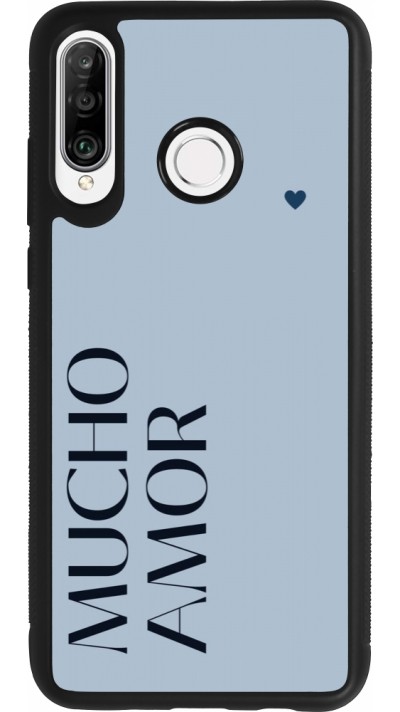Huawei P30 Lite Case Hülle - Silikon schwarz Valentine 2024 mucho amor azul