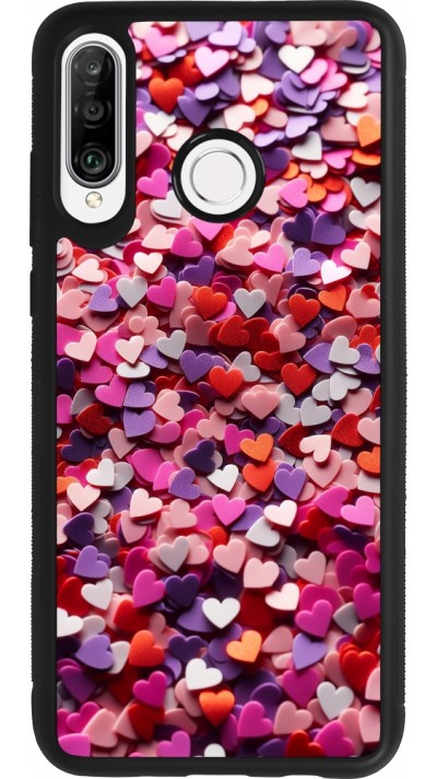 Coque Huawei P30 Lite - Silicone rigide noir Valentine 2025 Confetti