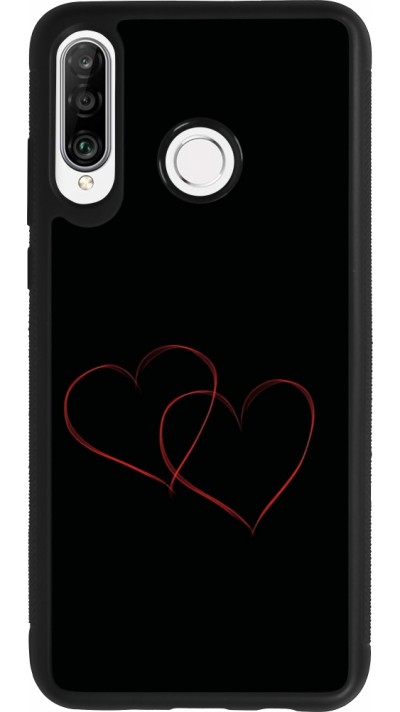 Huawei P30 Lite Case Hülle - Silikon schwarz Valentine 2023 attached heart