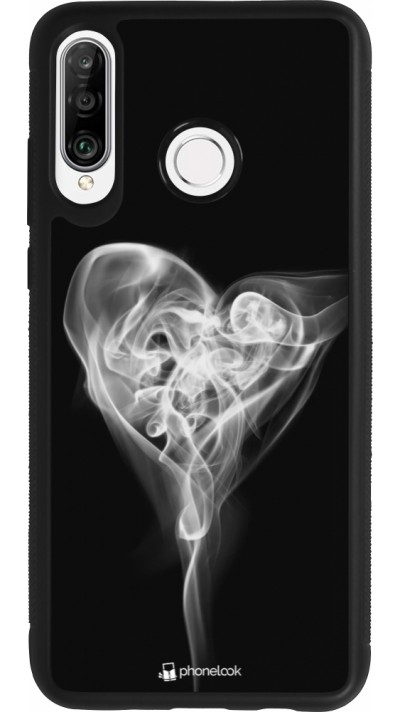 Coque Huawei P30 Lite - Silicone rigide noir Valentine 2022 Black Smoke