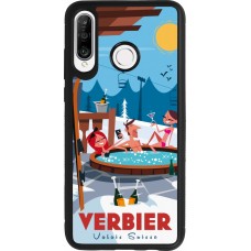 Coque Huawei P30 Lite - Silicone rigide noir Verbier Mountain Jacuzzi