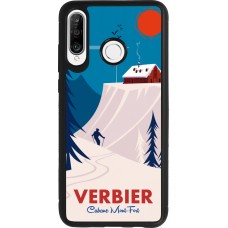 Coque Huawei P30 Lite - Silicone rigide noir Verbier Cabane Mont-Fort
