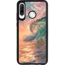 Huawei P30 Lite Case Hülle - Silikon schwarz Wave Sunset