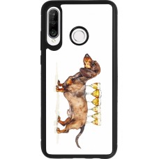 Coque Huawei P30 Lite - Silicone rigide noir Wine Teckel