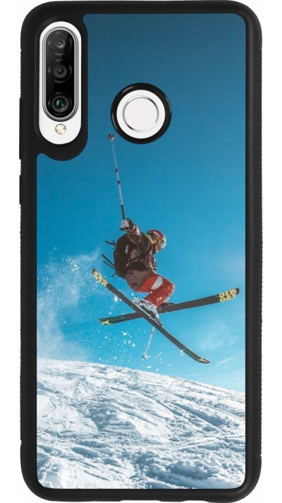 Huawei P30 Lite Case Hülle - Silikon schwarz Winter 22 Ski Jump