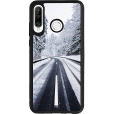 Coque Huawei P30 Lite - Silicone rigide noir Winter 22 Snowy Road