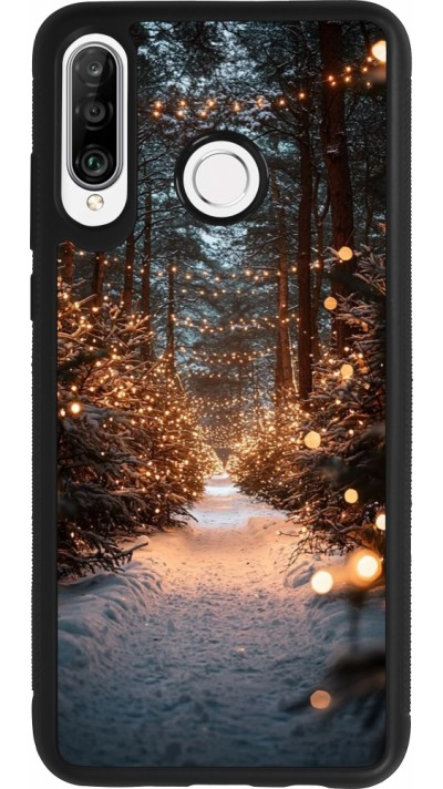 Huawei P30 Lite Case Hülle - Silikon schwarz Winter 25 Winter snowy road