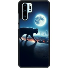 Huawei P30 Pro Case Hülle - Schwarze Katze unter dem Vollmond