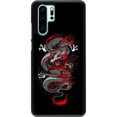Huawei P30 Pro Case Hülle - Japanese style Dragon Tattoo Red Black