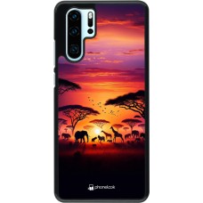 Huawei P30 Pro Case Hülle - Safari Sonnenuntergang Wildtiere