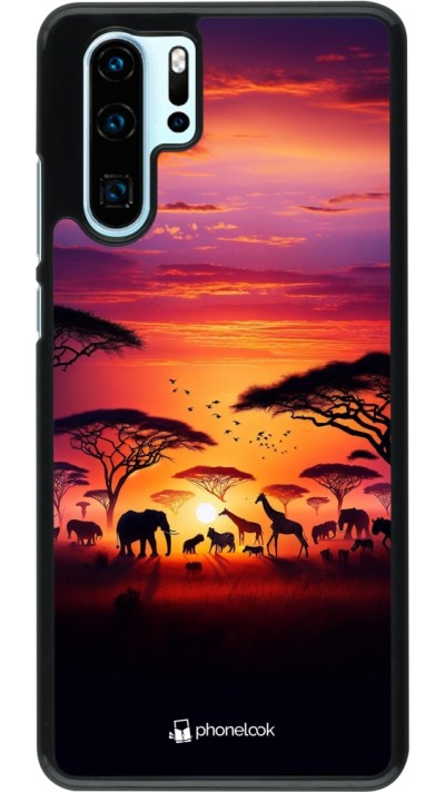 Huawei P30 Pro Case Hülle - Safari Sonnenuntergang Wildtiere