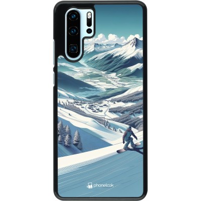 Huawei P30 Pro Case Hülle - Snowboarder Berg