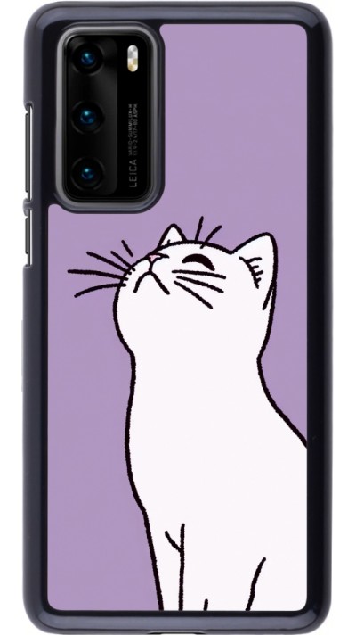 Huawei P40 Case Hülle - Chat auf lila Hintergrund