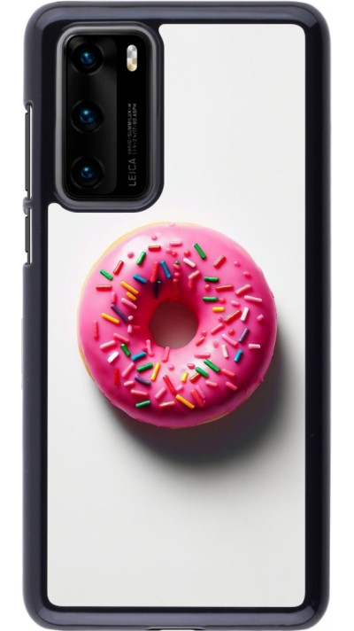 Coque Huawei P40 - Weißer Hintergrund, pinker Donut