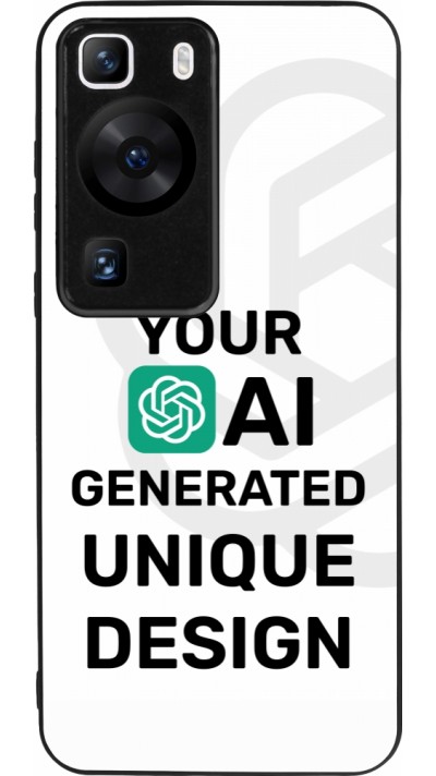 Coque Huawei P60 - Silicone rigide noir Unique au monde générée par intelligence artificielle (AI) avec vos idées