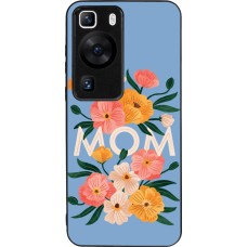 Huawei P60 Case Hülle - Silikon schwarz Mom 2026 Flowers