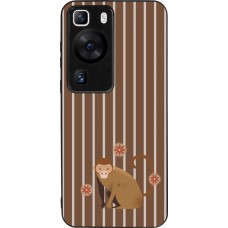 Huawei P60 Case Hülle - Silikon schwarz Monkey with stripes