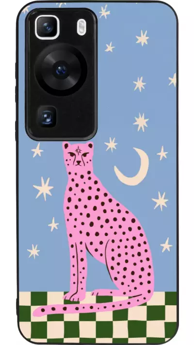 Coque Huawei P60 - Silicone rigide noir Pink leopard with stars 2026