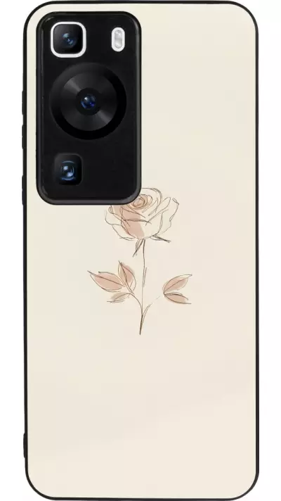 Coque Huawei P60 - Silicone rigide noir Sable Rose Minimaliste