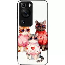 Coque Huawei P60 - Silicone rigide noir Saint Valentines Day 26 Cat Love