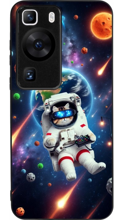 Coque Huawei P60 - Silicone rigide noir VR SpaceCat Odyssey