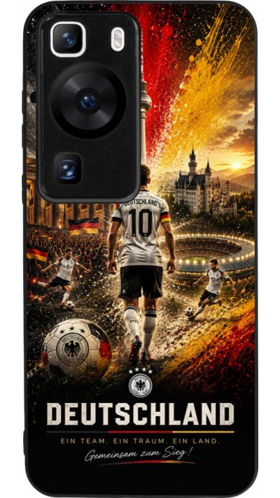 Coque Huawei P60 - Silicone rigide noir Football Allemagne splash 2026