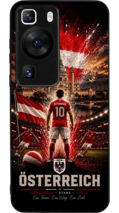 Coque Huawei P60 - Silicone rigide noir Football Autriche splash 2026