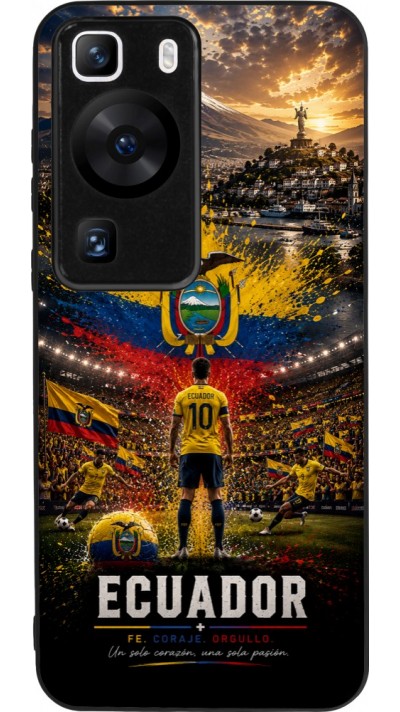 Coque Huawei P60 - Silicone rigide noir Football Équateur splash 2026