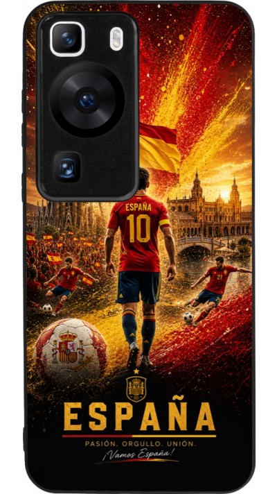 Coque Huawei P60 - Silicone rigide noir Football Espagne splash 2026