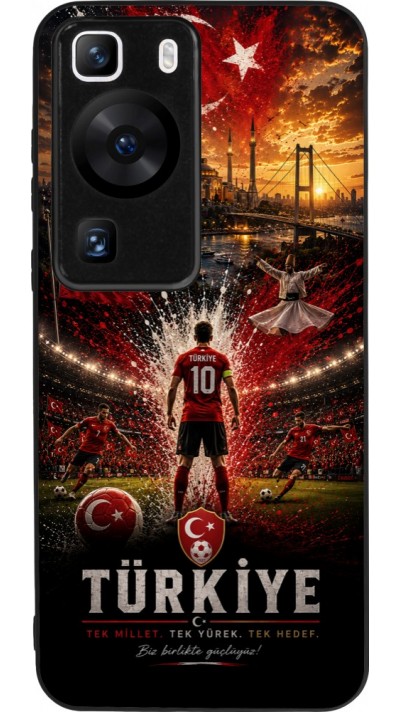Coque Huawei P60 - Silicone rigide noir Football Turquie splash 2026