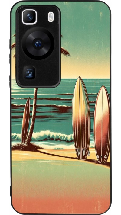 Coque Huawei P60 - Silicone rigide noir Surf Paradise