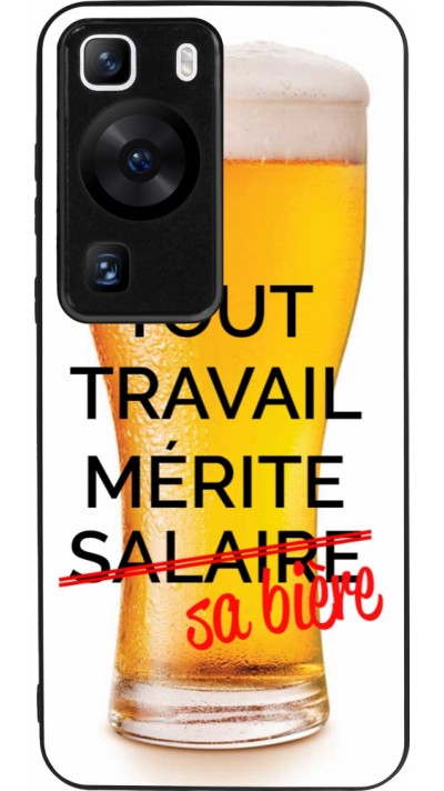 Coque Huawei P60 - Silicone rigide noir Tout travail mérite sa bière
