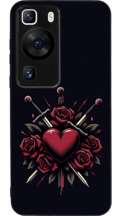 Coque Huawei P60 - Silicone rigide noir Valentine 2024 gothic love