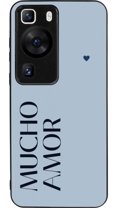 Coque Huawei P60 - Silicone rigide noir Valentine 2024 mucho amor azul