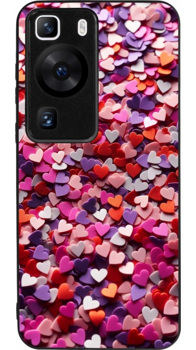 Coque Huawei P60 - Silicone rigide noir Valentine 2025 Confetti