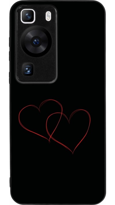 Coque Huawei P60 - Silicone rigide noir Valentine 2023 attached heart