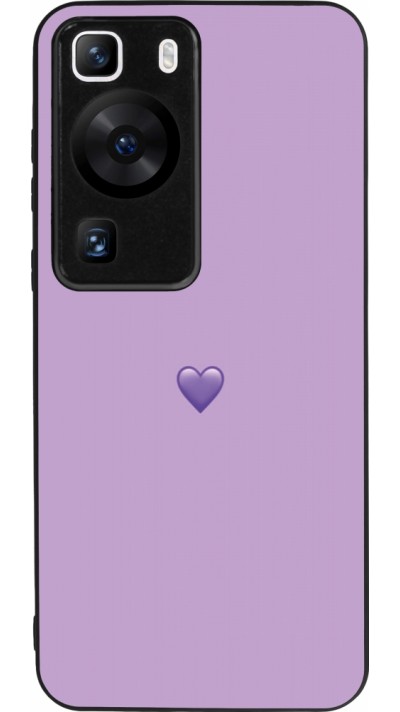 Coque Huawei P60 - Silicone rigide noir Valentine 2023 purpule single heart