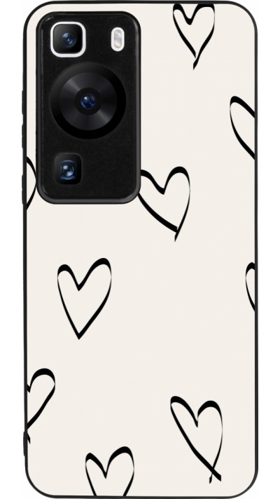 Coque Huawei P60 - Silicone rigide noir Valentine 2023 minimalist hearts