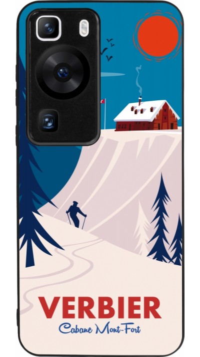 Coque Huawei P60 - Silicone rigide noir Verbier Cabane Mont-Fort