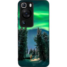Huawei P60 Case Hülle - Silikon schwarz Winter 22 Northern Lights