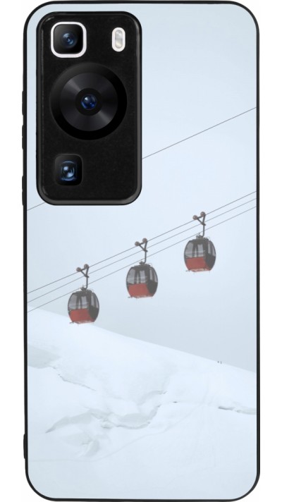 Coque Huawei P60 - Silicone rigide noir Winter 22 ski lift