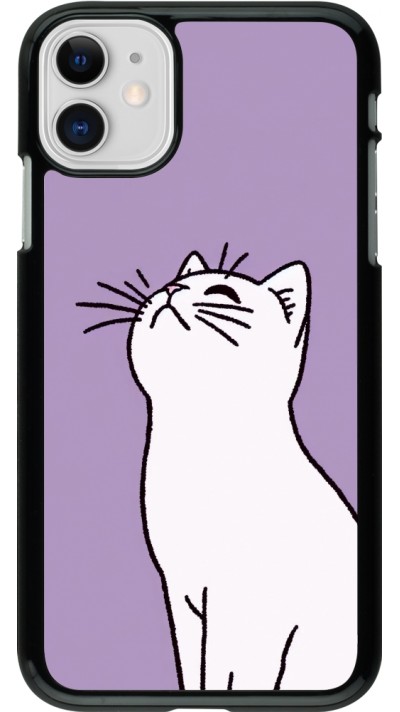 Coque iPhone 11 - Chat sur fond violet