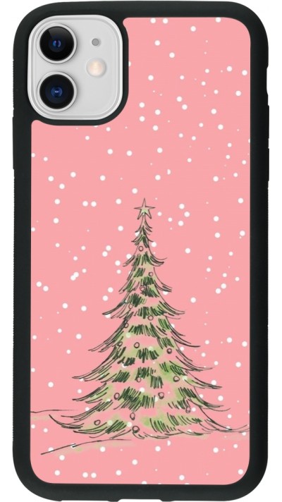 iPhone 11 Case Hülle - Silikon schwarz Christmas 25 Pink Tree